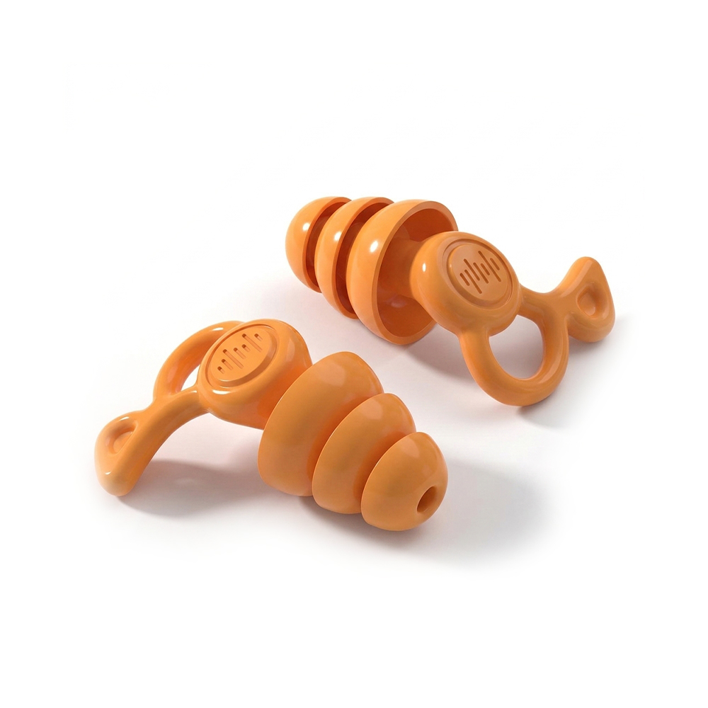 Tampões auriculares de silicone com flange de 3 camadas com abas de puxar