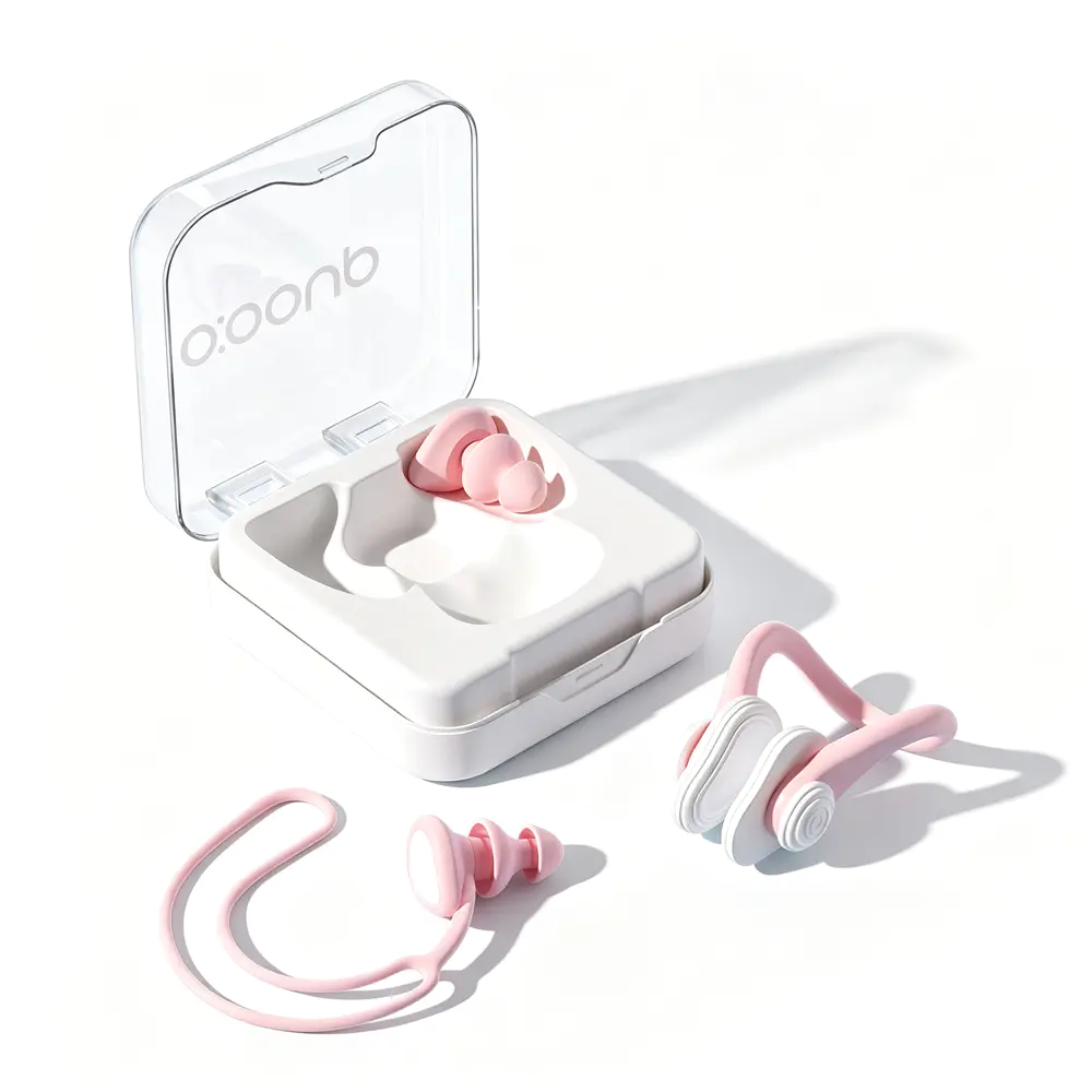 3 em 1 tampões de ouvido de natação de silicone reutilizáveis ​​com cordão anti-perda
