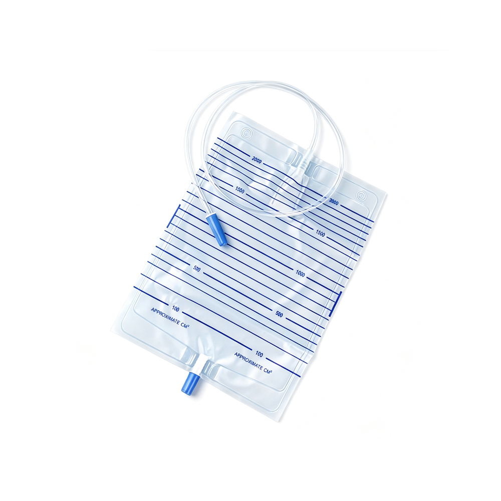 Saco de urina fácil de esvaziar de grau médico 1000ml/1500ml/2000ml com válvula de puxar e empurrar