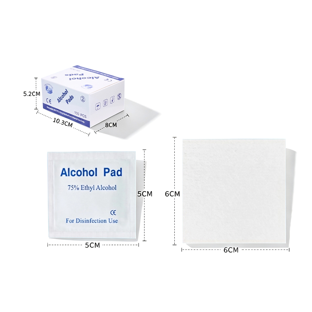 100 almofadas/caixa grande 75% 6x6cm almofadas de preparação de álcool anti-séptico de grau médico certificadas pela CE