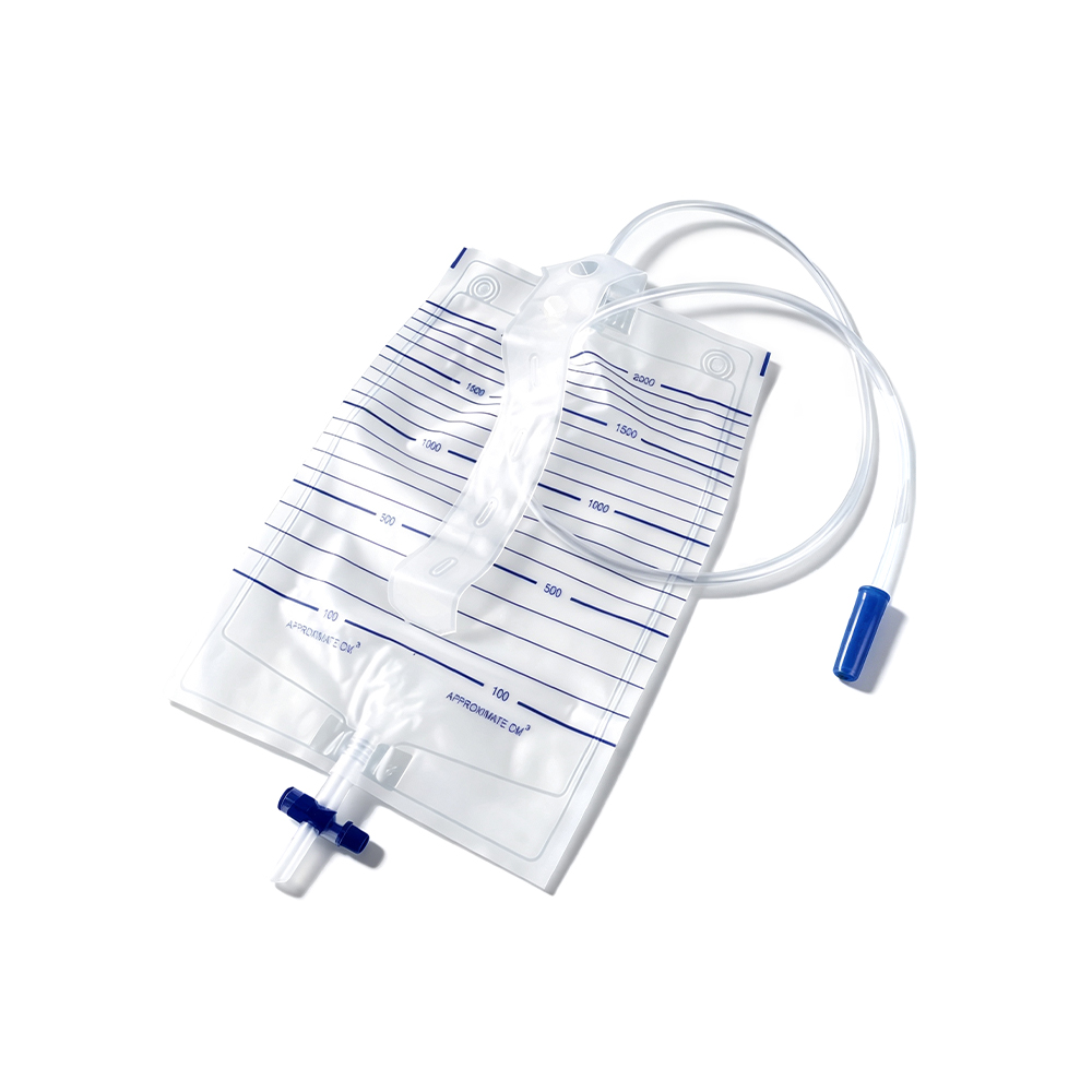 Saco de urina de PVC de grau médico premium de 2000ml com serpentina