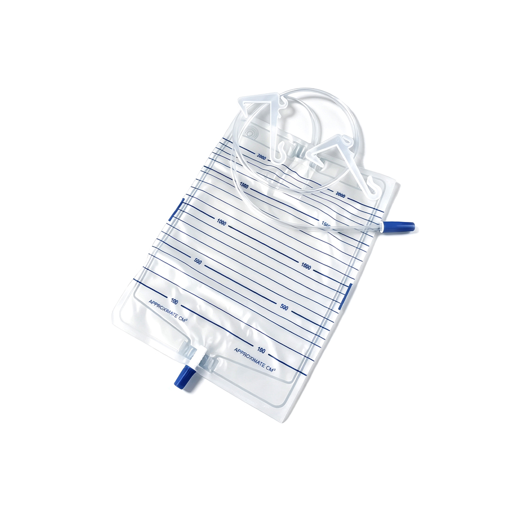 Saco de urina de PVC de grau médico premium 1000ml-2000ml com cabides de plástico reforçado
